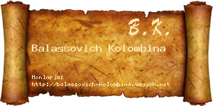 Balassovich Kolombina névjegykártya
